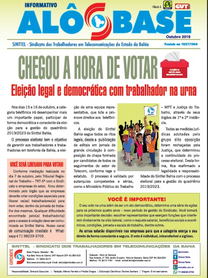 Chegou a hora de votar - Eleições do Sinttel Bahia ocorrem 15 e 16 de outubro